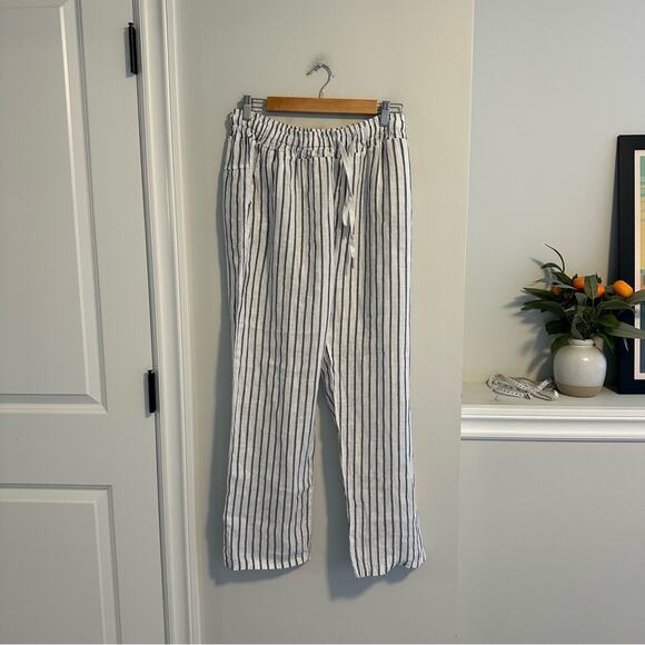 NWT Coral Cove White Blue Linen Striped Pants Small/Medium - Picture 12 of 12